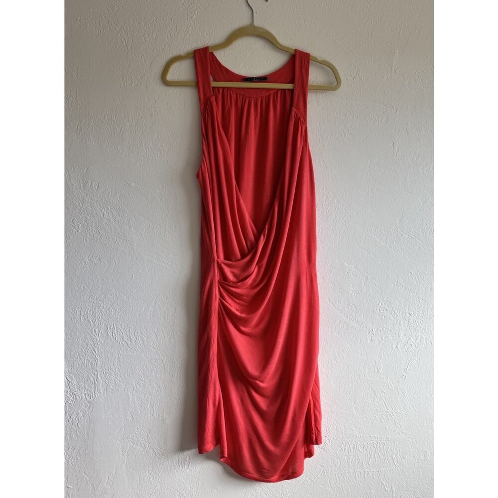 Velvet by Graham & Spencer Draped Ruched Mini Dress Tomato Red Rayon XL